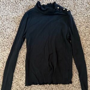 Janie and Jack Black Ribbed Long Sleeve Top